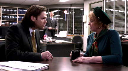 Sam can't believe Julia knows about the Men of Letters. Sam can't believe Julia knows about the Men of Letters.